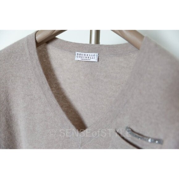 Brunello Cucinelli Cashmere Sweater top Monili trim Women's Knit size XS - Picture 5 of 6